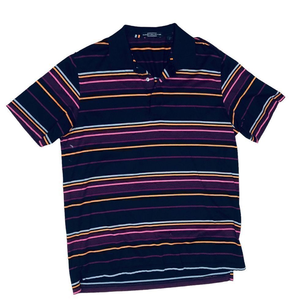 Carnoustie Golf Multicolor Stripes Short Sleeve Men’s Polo Shirt Sz L